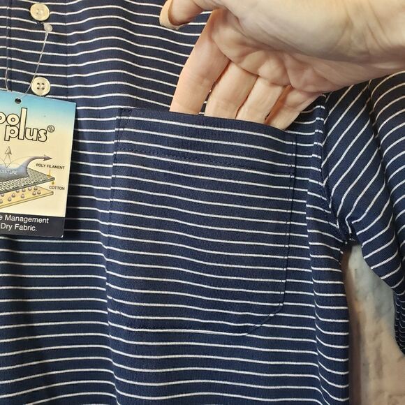 KNIGHTSBRIDGE Moisture Wicking Striped Polo Shirt - Picture 3 of 7